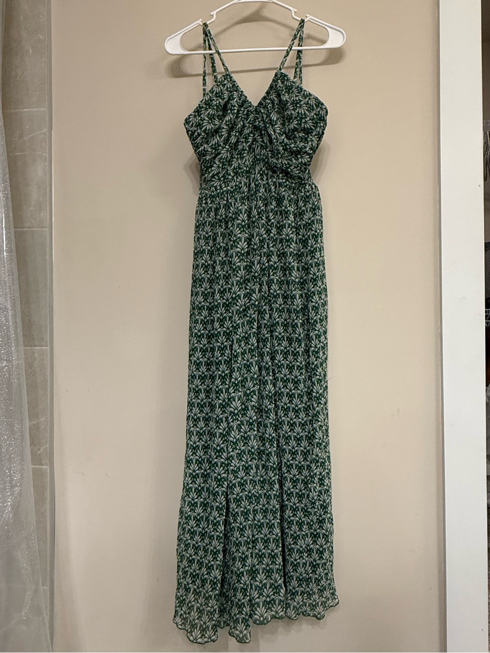 Sincerely Jules Green Floral Maxi Dress with Smocked Bodice
